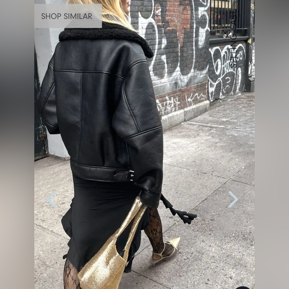 NWOT - Oak + Fort OVERSIZED SHERPA AVIATOR JACKET - Small - Picture 6 of 12